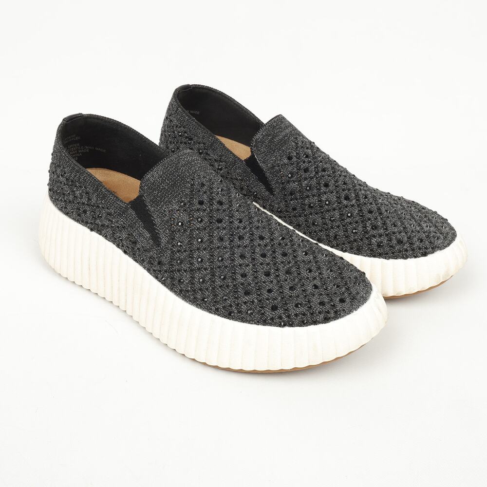 White Mountain Womens 8M Dyles Slip On Sneakers Shoes Woven Knit Rhinestone